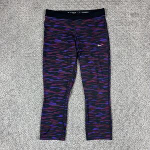 Nike Leggings Womens Medium Black Purple Dri Fit Running Athletic Activewear
